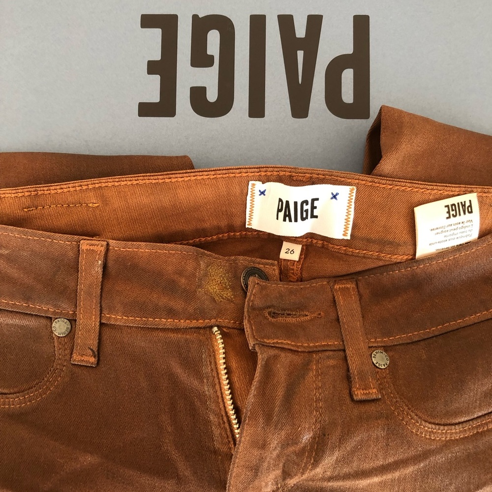 Paige leather coated jeans size 26 new + gift box